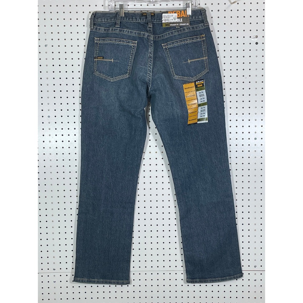 Ariat Rebar M5 Straight Leg Jeans Mens 36x34 DuraStretch Ironside Medium Wash